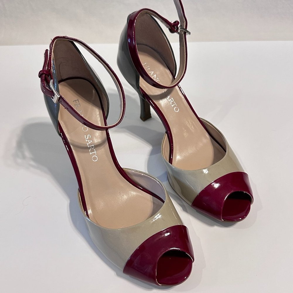 Franco Sarto Reeve Peep Heels Red Multi Size 7.5